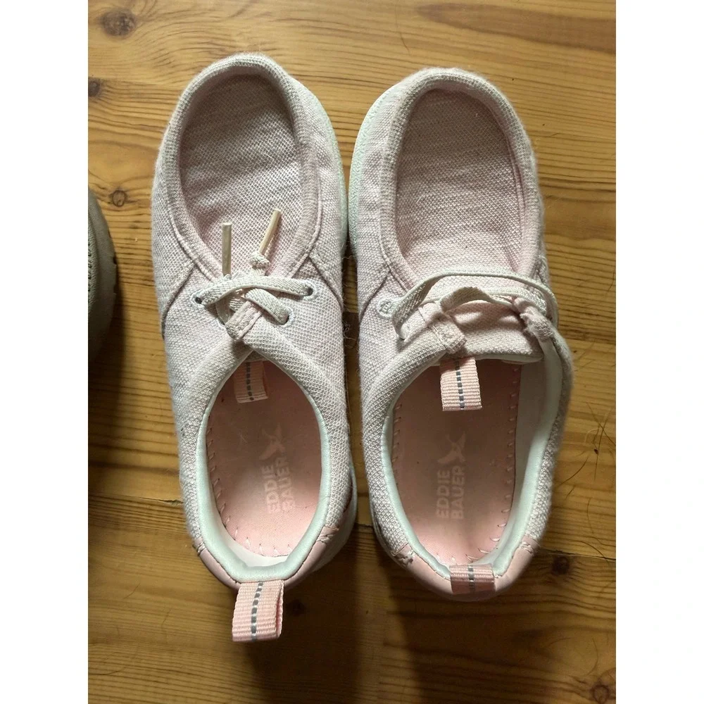 Eddie Bauer Kids Pink Canvas Moc Toe Boat Shoes Loafers Size 13